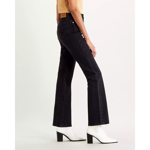 Levis Ribcage Bootcut Jeans Womens 27 Black High Rise 90s Button Fly Stretch - Picture 6 of 16